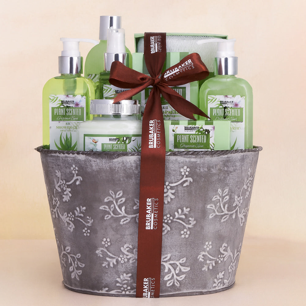 9-teiliges Beautyset Geschenkset im Vintage Pflanzkübel