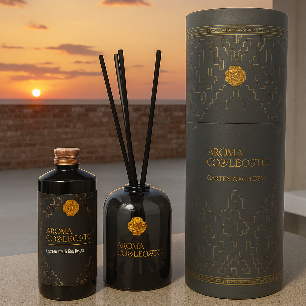 Aroma Diffuser Set 150 ml – White Tea & Garden After Rain | Raumduft mit 5 Stäbchen & Geschenkverpackung
