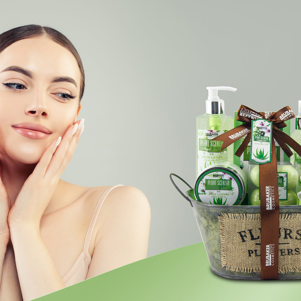 10-teiliges Aloe Vera Beautyset, Geschenkset in Vintage Wanne