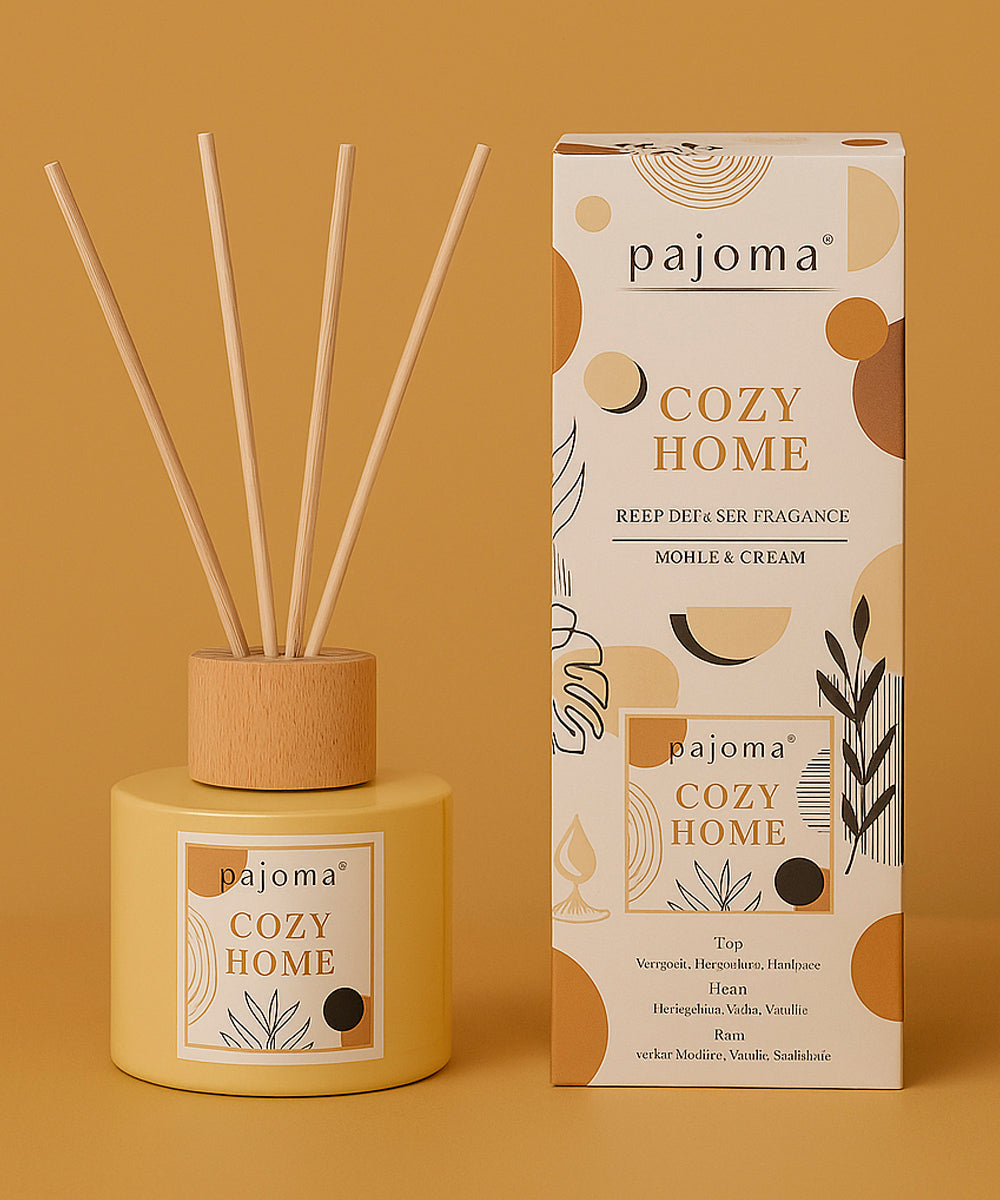 Raumduft mit Rattanstäbchen und Holz-Topper, 100ml Duft im edlen Flakon, Premium Edition