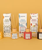 Raumduft mit Rattanstäbchen und Holz-Topper, 100ml Duft im edlen Flakon, Premium Edition