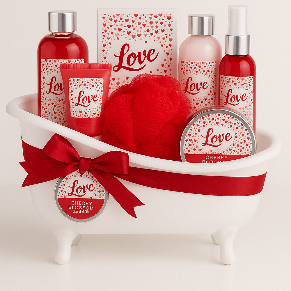 Wellness Geschenkset 7-teilig - Dusch & Pflege Set in dekorativer Wanne