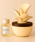 Raumduft-Set mit weißer Keramikblüte & Holztopper