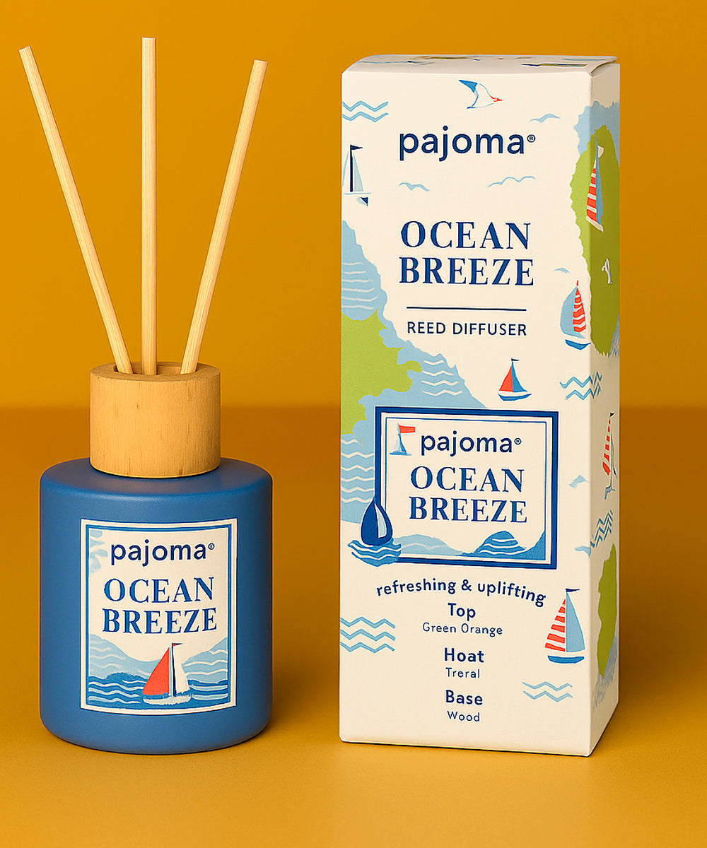 Raumduft mit Rattanstäbchen und Holz-Topper, 100ml Duft im edlen Flakon, Premium Edition
