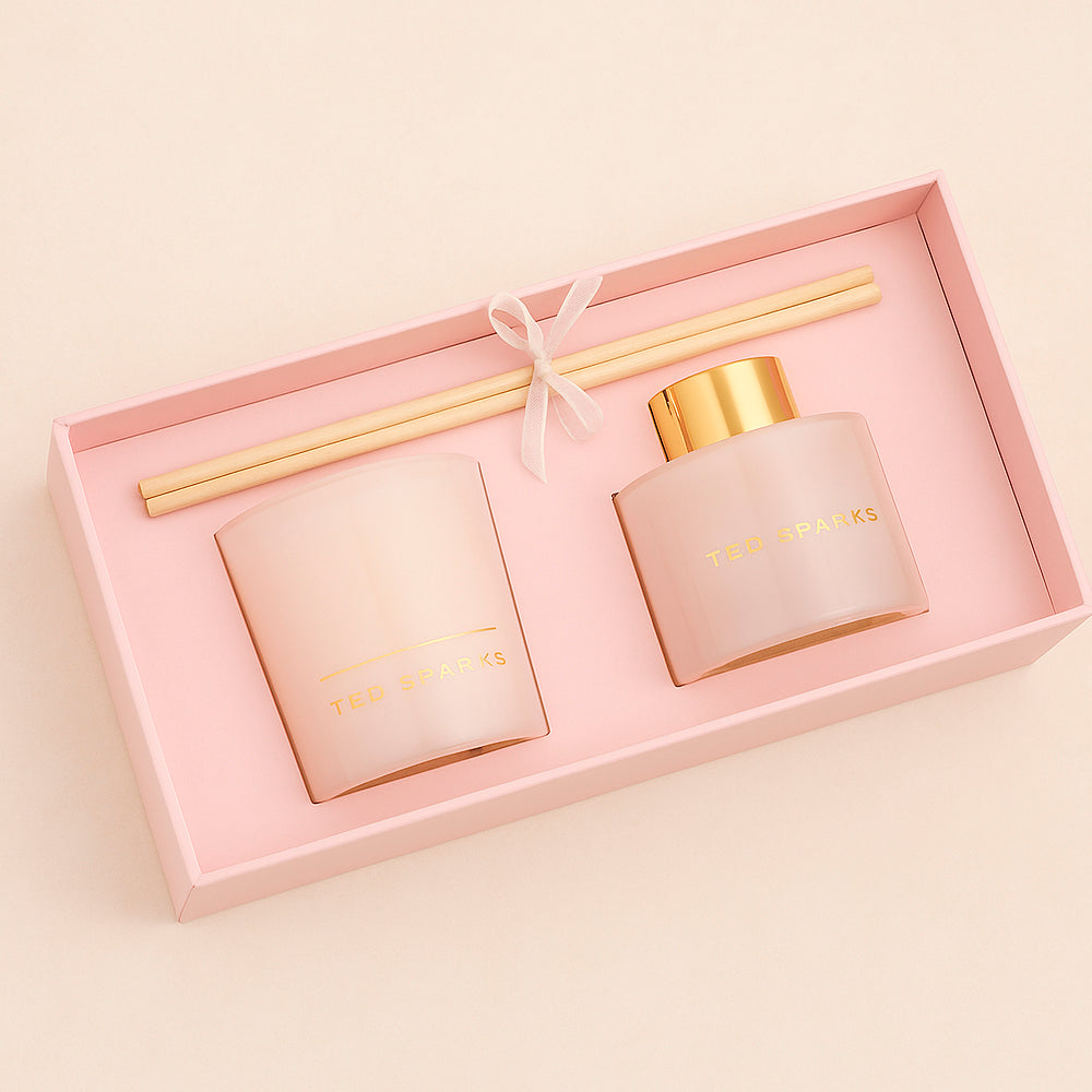 TED SPARKS Geschenkset – Raumduft Diffuser & Duftkerze „Japanese Cherry Blossom“
