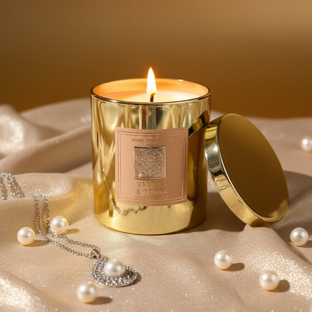 Exklusive Schmuckkerze "Surprise-Candle" mit Aromadeckel, verschiedene Duftrichtungen