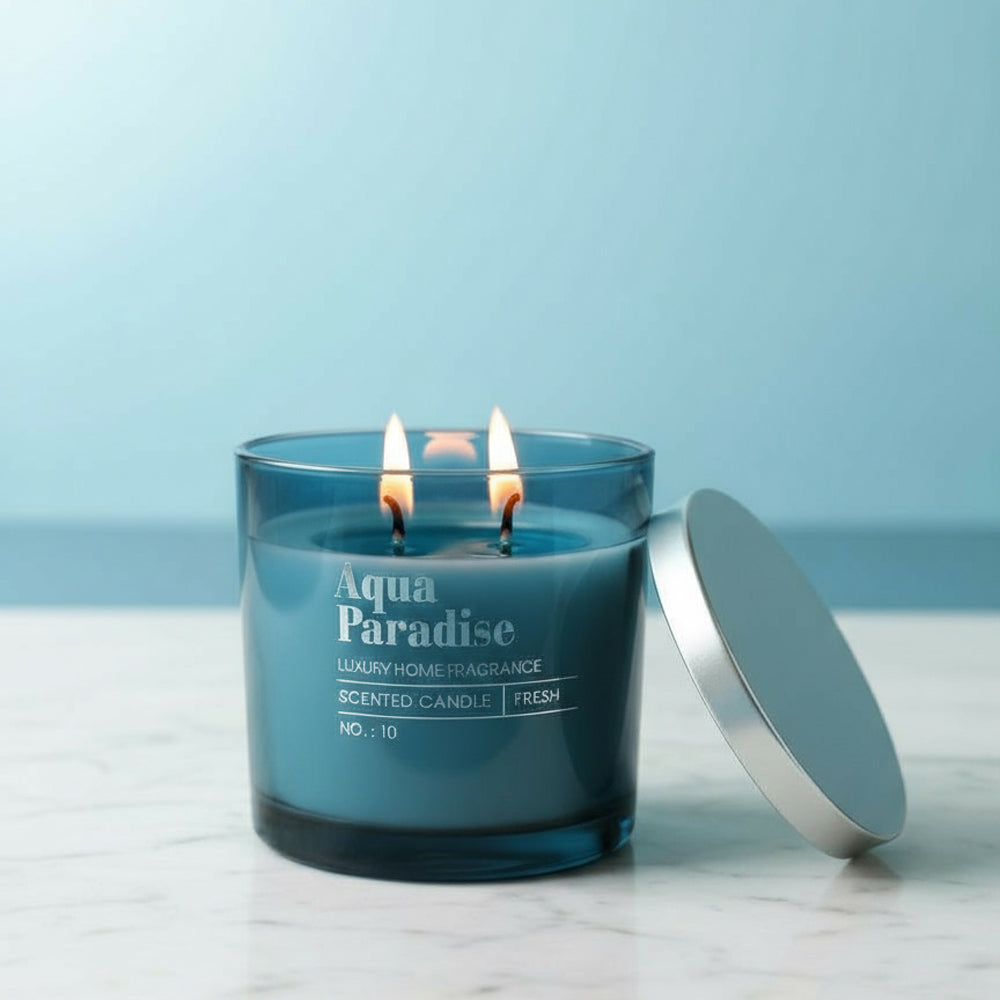 Elegante 2-Docht-Schmuckkerze mit Aludeckel, verschiedene Duftrichtungen