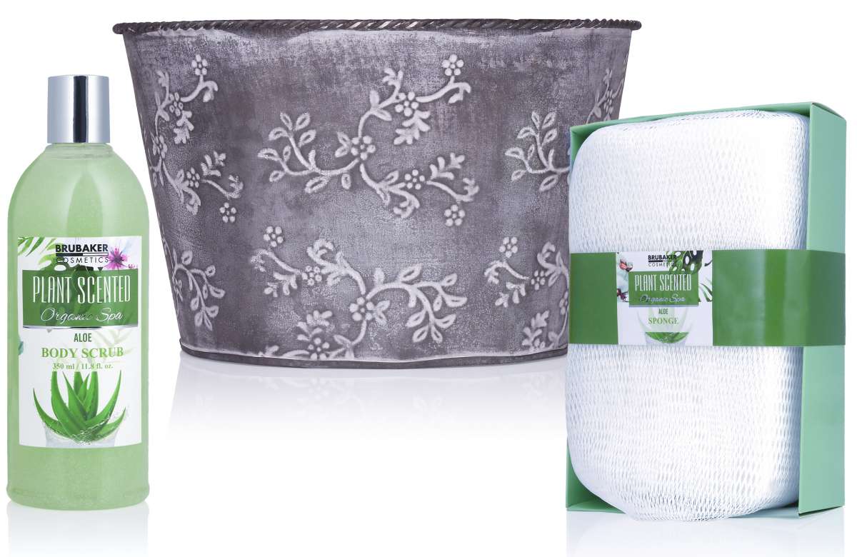 9-tlg. Aloe Vera Wellness-Geschenkset im Vintage-Pflanzkübel l Geschenk für Frauen