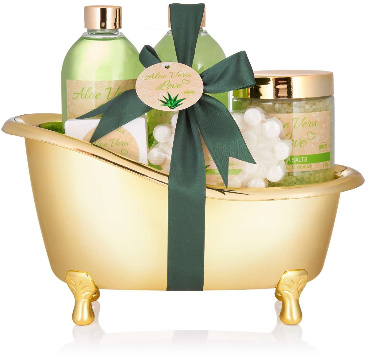 6-tlg. Wellness-Geschenkset | Goldene Badewanne | 3 Duftrichtungen