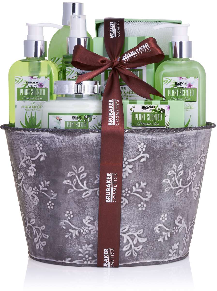 9-tlg. Aloe Vera Wellness-Geschenkset im Vintage-Pflanzkübel l Geschenk für Frauen