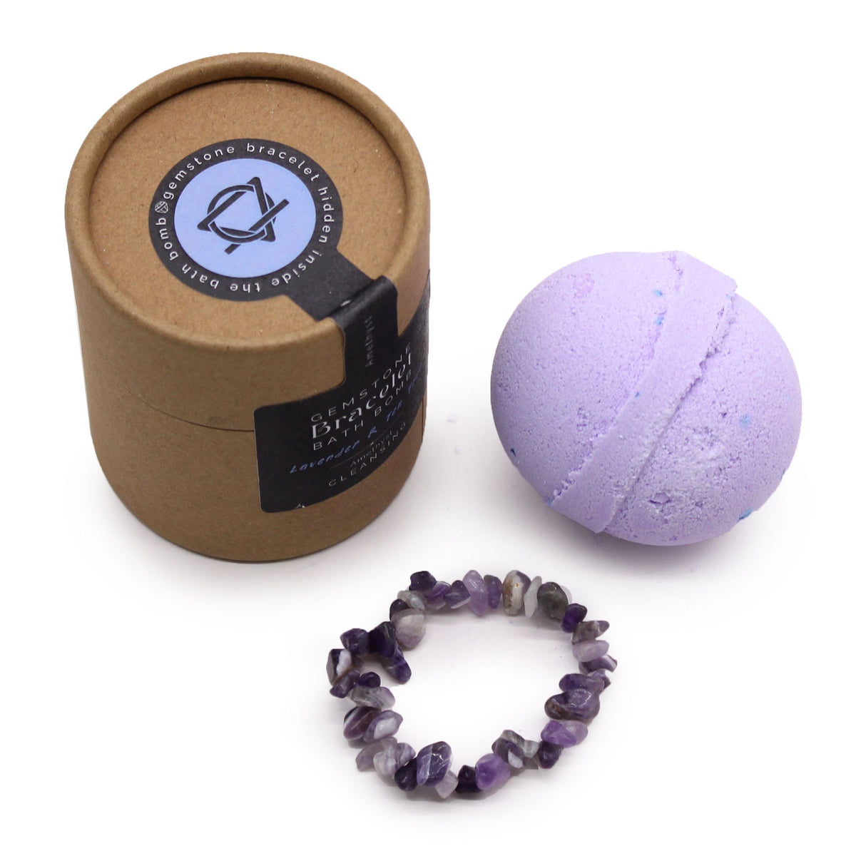 Schmuck-Badebombe Amethyst – mit Edelsteinarmband