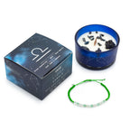 Kristallkerze Waage – Sternzeichenkerze mit Edelsteinarmband
