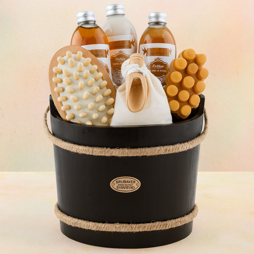 9-teiliges Luxus Wellness Geschenkset im Holzkübel