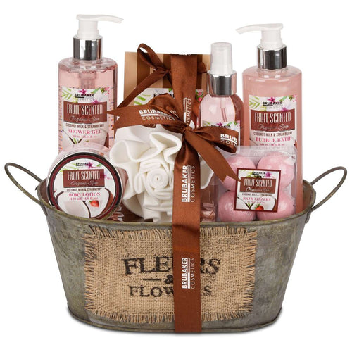 10-tlg. Wellness Geschenkset in Vintage-Wanne | Kokos & Erdbeere