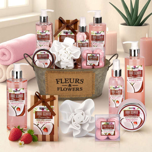 10-tlg. Wellness Geschenkset in Vintage-Wanne | Kokos & Erdbeere