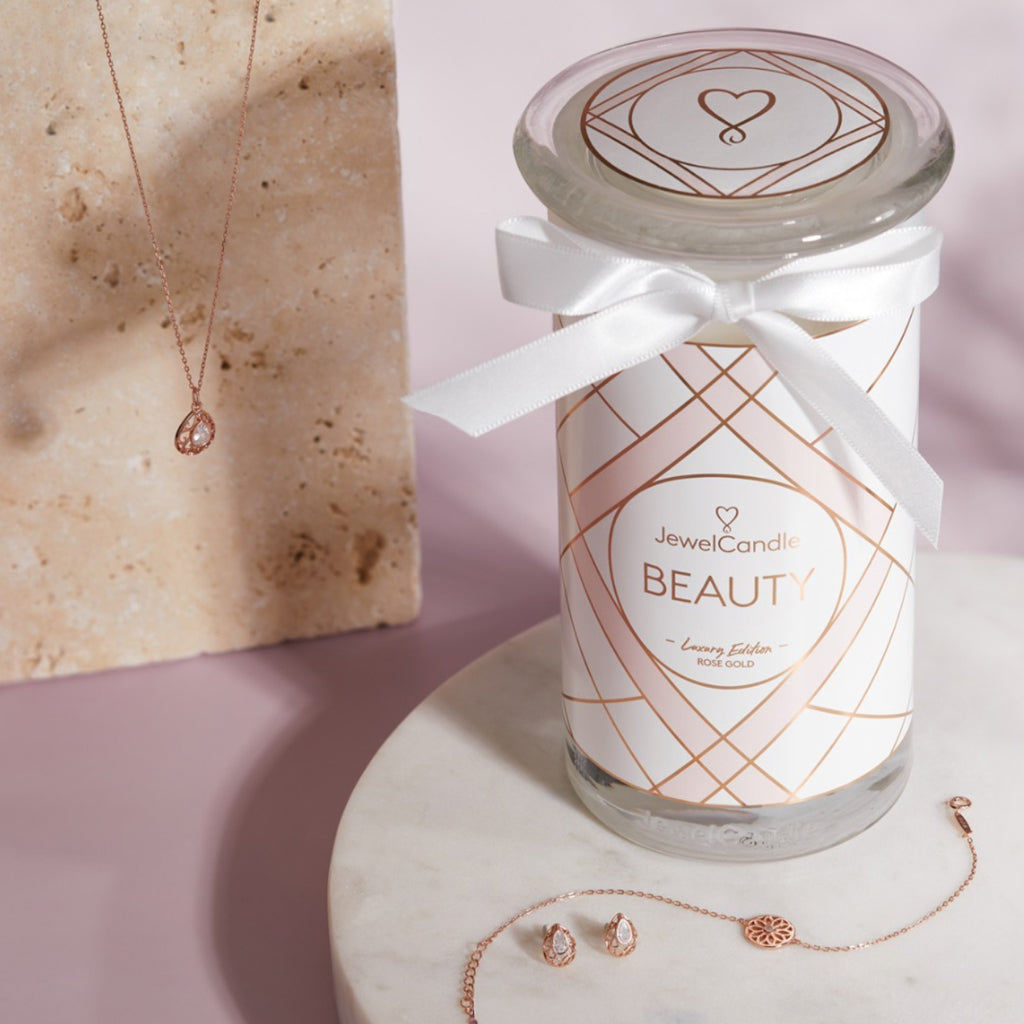 Juwelkerze - Duftkerze mit Schmuck (Ohrringe)