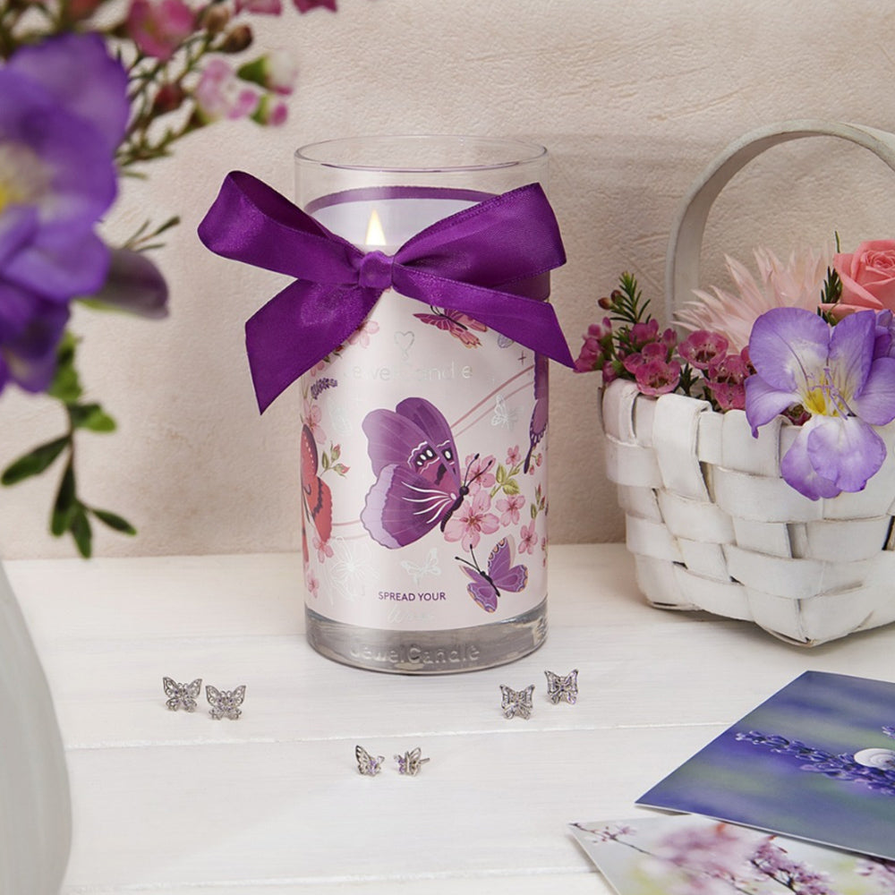 Juwelkerze - Duftkerze mit Schmuck (Ohrringe)