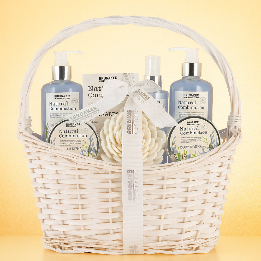 8-teiliges Beauty Pflege Geschenkset, mit Lavendel, Minze & Salbei Extrakten, im Henkelkorb