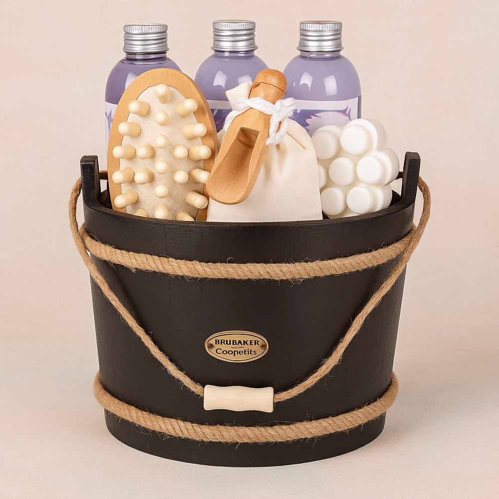 9-teiliges Luxus Wellness Geschenkset im Holzkübel