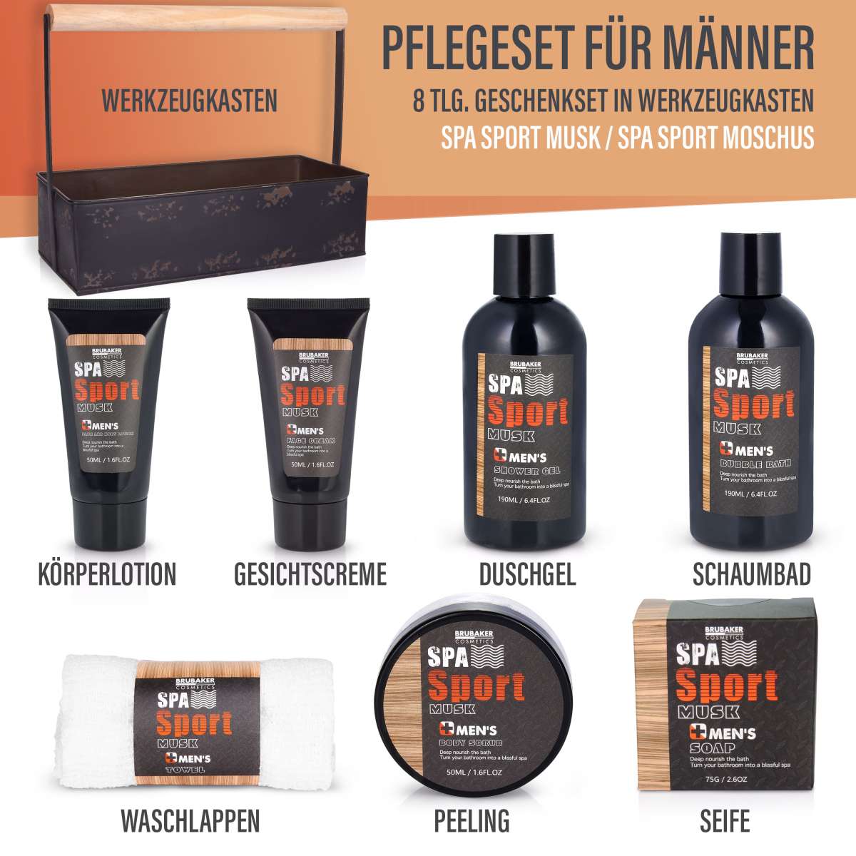 8-tlg. Männer Pflege Geschenkset in Metall-Werkzeugkasten l Geschenk für Männer