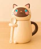 Schmuck Duftkerze - Juwelkerze mit Motiv Katze, in Keramiktasse mit Deckel und Löffel